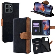 Ready to ship Color Stitching Skin Feel Leather RFID Blocking Phone Case For Motorola Moto G06 4G/Mo