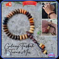 ⭐LOW PRICE⭐ PAGARDlRl Gelang Tasbih Kayu Campur 11 Jenis Teras 33 Biji