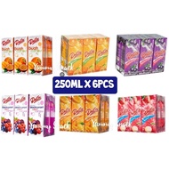 (250ml x 6pcs) Delite Air Kotak Lychee Mango Orange Blackcurrent Mix Fruit Mix Berries sesuai Goodie