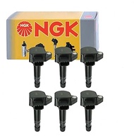 6 pc NGK Ignition Coils compatible with Honda Accord 3.0L V6 2000-2007 Spark Plug Wire Boot