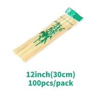 (100pcs) Barbeque Sticks bbq sticksBamboo Sticks Sturdy Disposable Barbecue Fruit Wood Sticks 12