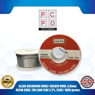 ALLAN SOLDERING WIRE/ SOLDER WIRE, 0.8mm RESIN CORE, TIN LEAD FLUX 2.2%, 2LBS/ 1000 grams