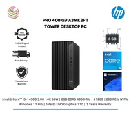 HP Pro 400 G9 A3MK8PT Tower Desktop PC (i5-14500, 8GB, 512GB, Intel, W11P)