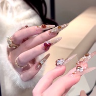 Koi Attached Full Diamond Wear Nails Exquisite Feeling Red Diamonds New Year Atmosphere Pure Desire 