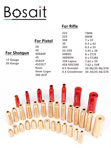 9mm Laser Boresighter Battery Included Pistol Laser Bore Sight 9mm 45 40 38 45COLT 380ACP 9mm Luger 