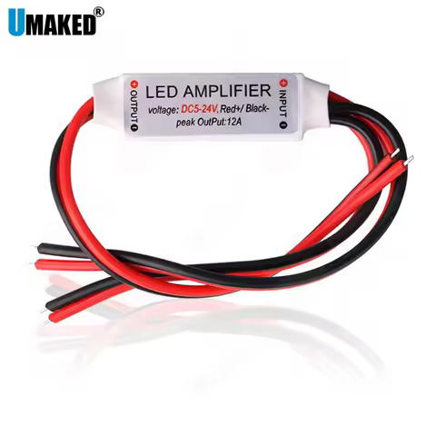 DC 5V-12V-24V 12A Mini Single Color LED Amplifier Repeater For LED Strip Light 5050/2835/3528//5630/
