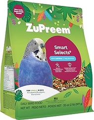 ZuPreem Smart Selects Bird Food, Daily Nutrition for Parakeets, Budgies, Parrotlets, & Doves, Bird F
