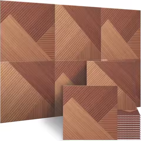 Self-Adhesive Acoustic Wall Panels, 6-Pack Wood-Pattern Soundproofing, 70.8x47.2 Inches for Studio &