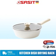 SAS Red kitchen ceramic glaze non stick pan frying pan uncoated frying pan all ceramic frying pan  ware