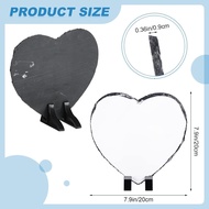 2 Pieces Sublimation Blank Slate Rock Stone Customized Heart Shaped Photo Frame with Display Holder 