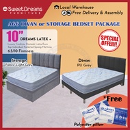 A66 Bed Frame | Frame + 10" Mattress Bundle Package | Single/Super Single/Queen/King Storage Bed | Divan Bed