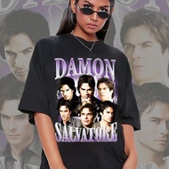 Damon Salvatore Ian Somerhalder TV Series Graphic T Shirts Men's Retro Gothic Fashion Oversized Cott