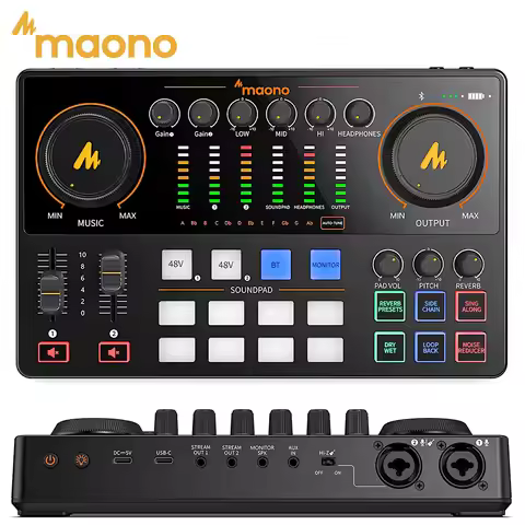 MaonoCaster E2 Gen2 Audio Interface Mixer AME2 Gen2 Dual XLR Input for Podcast Live Streaming Gaming