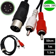 DIN male 7Pin male to 2RCA Lotus male Old-fashioned Audio Equipment Adapter Cable 7 Pin Din male 1 M