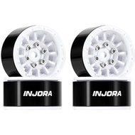 INJORA 1.0" Aluminum Beadlock Wheels 0mm Offset for 1/18 1/24 RC Crawler Upgrade, W1056(White)