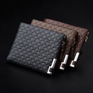 Tqdrgin85kc Men's printed business short casual 3 fold zipper, horizontal hardware edging wallet, fashionable wallet Wallets