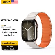 W&P นาฬิกาสําหรับ นาฬิกา ultra2/1 แม่เหล็กซิลิโคนกีฬาสาย iWatch S10/9/8/7/6/5/SE Liquid Magnetic P