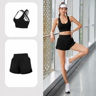 Women's Yoga Pilates Gym Set 2 Piece GF005 Adjustable Shirt & Discreet, Safe 2-LayerShorts, Sportswe