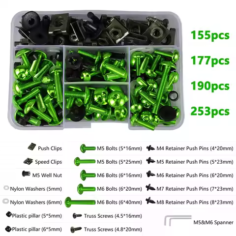 Universal Motorcycle Windscreen Fairing Bolts Kit for Kawasaki Ninja ZX-4R ZX-6R ZX-10R ZX-25R Ninja