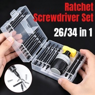 26/34in1 Ratchet Screwdriver Set Magnetic Dual-purpose Telescopic Labor-Saving Short Screwdriver