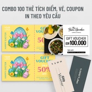 COMBO of 100 loyalty cards, COUPON card voucher PRINTED ON REQUEST