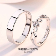 โคลเวอร์สี่แฉก999คู่สีเงินแท้สำหรับผู้ชายผู้หญิงแบบญี่ปุ่นและเกาหลีบุคลิกเรียบง่ายแหวนคู่รักสไตล์เรี