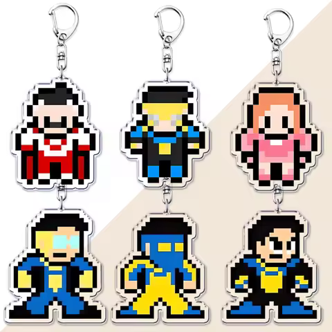 Hot Superhero Comic Anime Invincible Chibis Keychain for Accessories Omniman Meme Keyring Key Chain 