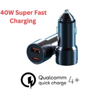 40W Super Fast USB Car Adpator 2in1 USB Type-C Output