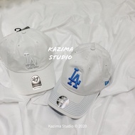 Kazima | New Era 47 brand LA White Hat All White All White Hat Curved Hat Hat Old Hat Hat White Blue