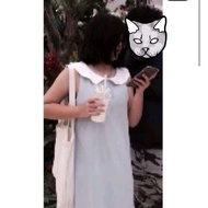 Pass lotus collar blue dress