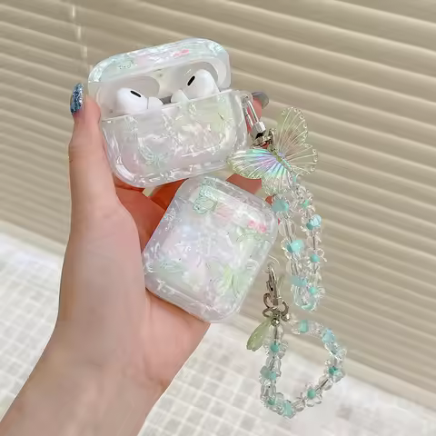 Fresh Flower Garden Butterfly Shell Texture Case For AirPods 1 2 3 4 Pro 2 Earphone funda with Flora