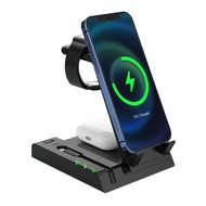 KUULAA 15W Qi Wireless Charger Stand 6 in 1 For iPhone 14/13/12/12 Pro Max/11 Series/XS/XR/X/8 For Apple Watch Foldable Charging Dock Station For Airpods Pro iWatch SE/6/5/4/3/2/1