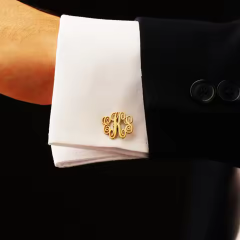 Tangula Custom Monogram Letter Cufflink Stainless Steel Personalised Name Initials Cufflinks Wedding