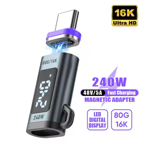 16K Type-C to Type-C 240W Magnetic Digital Dispaly Adapter 80Gbps 5A Fast Charging Converter Thunder