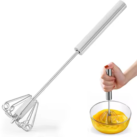 Household Stainless Steel Semi-automatic Egg Beater Press And Rotate Manual Egg Beater Egg Cream Han