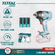 TOTAL Li-ion Impact Wrench (850Nm/ 1/2" /20V) Brushless Motor TIWLI20851