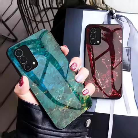 OnePlus Nord N200 5G DE2118 DE2117 Case Marble Tempered Glass Back Cover Shockproof Phone Case Soft 