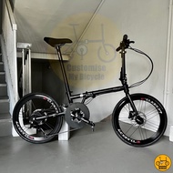 Fnhon Gust 22” • 9 Gears Shimano Sora Litepro • Foldable Folding Foldie Bike Bicycle • 20” 451 • Full Matte Black •
