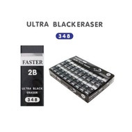 FASTER ยางลบดินสอเนื้อสีดำ 2B Ultra Black Eraser รุ่น 348 และ 368 ลบสะอาด ไม่ทิ้งคราบ