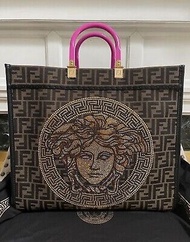 New Fendi X Versace Fendace Collaboration Sunshine FF Medusa Shopper Tote Bag (limited edition)