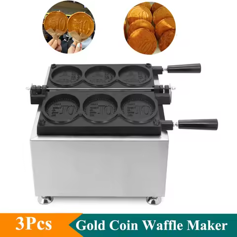 Commerical Use 10 Won 3PCS Cheese Bread Gold Coin Waffle Machine Circular Gold Coin Waffle Mold Mach