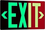 Photoluminescent Exit Sign Aluminum - Adhesive Backing Glow In The Dark - Removeble Arrows Included
