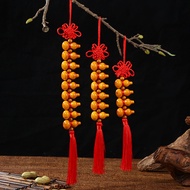 Hand-Woven Chinese Knot Five Fortune Bows Peach Wood Gourd Pendant Five Emperor Money Home Car Ornam