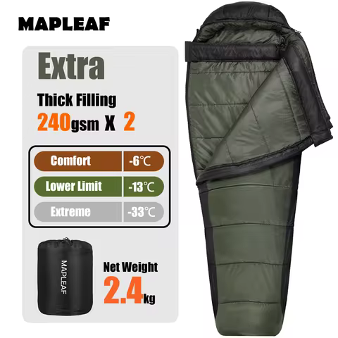 MAPLEAF Ultralight Sleeping Bag Winter Cotton Sleeping Bag Waterproof Mummy Hiking Sleeping Bag Outd
