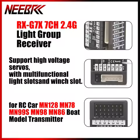 NEEBRC 7CH 2.4G Light Group Receiver Waterproof Radio System Transmitter 4.2-10V for RC Car MN128 MN