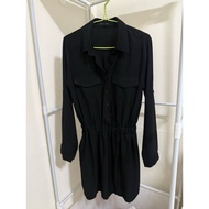 Tomo Toms Label Black Shirt Dress With 2 Side Pockets