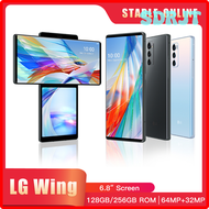 SDRJT LMF100N มือถือ5G ของแท้ LG WING LMF100VM 6.8 ''8GB 128 RAM/256GB ROM 4G LTE โทรศัพท์มือถือ Octa Core สมาร์ทโฟนแอนดรอยด์ Rjjjjjjjjgaw