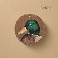 EMJOUR Double-Sided Embroidered Charm-Mallard | Animal Duck Souvenir Gift Key Ring Bag Accessories D
