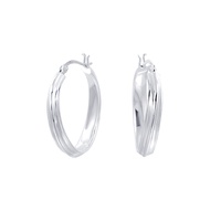 Silver thai 5mm x 32mm Oval twist hoop earrings silver ต่างหูห่วง เงินแท้ 925 ตัวเรือนตอก 925 (Hoop