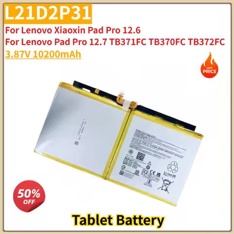 L21D2P31 Tablet Battery 3.87V 10200mAh For Lenovo Xiaoxin Pad Pro 12.6 for Lenovo Pad Pro 12.7 TB371